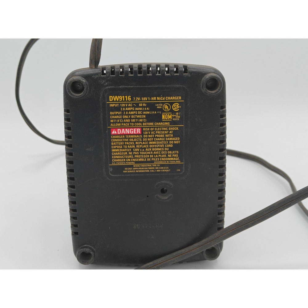 DeWalt DW9116 7.2V-18V 1-Hour NiCd Battery Charger Black Power Tool Station - Picture 6 of 6
